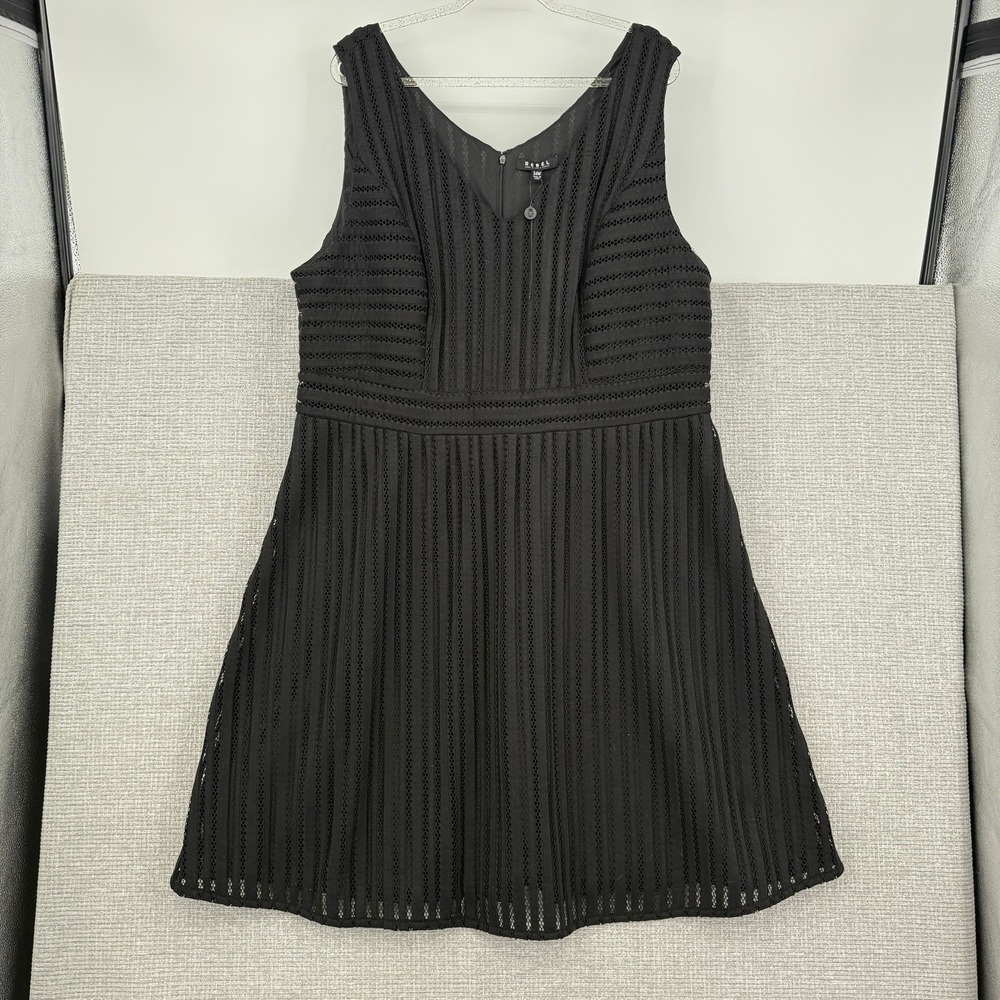 Rebel Wilson x Angels Fit Flare Dress Sz 24W Black Eyelet Lace Sleeveless Boho